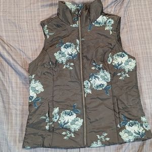 Christopher & Banks floral puffer vest